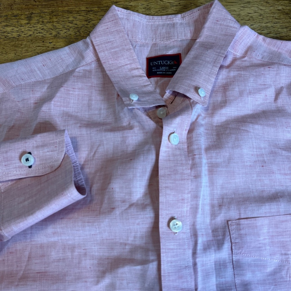 Men’s UnTuckit Long Sleeve Button Down Red Large